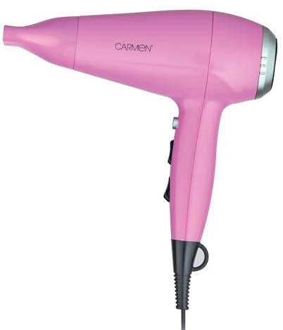 Carmen Hair Dryer with Concentrator Nozzle, Three Heat Settings, 2 Speed Settings, 2200W, Pink, C81247PNK
