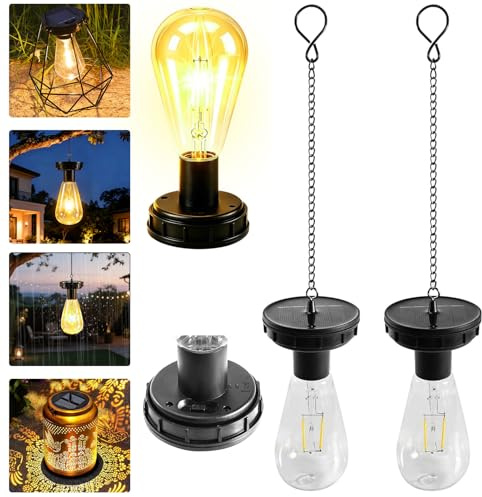 Lot de 2 lampes solaires de jardin, pièces de rechange, 7 cm, lampe solaire de rechange pour lampes de jardin, ampoule solaire de rechange, panneau solaire pour lampes solaires d'extérieur