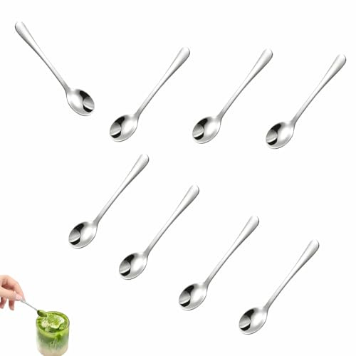 8 Piezas Mini Cuchara de Acero Inoxidable 7.5 cm Petites Cuillères