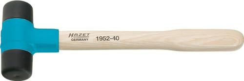 Martillo de plástico HAZET 1952-40 I Cabeza de martillo de 40 mm I Cabezas intercambiables de Desmopan y mango robusto de fresno, maza de cara blanda para una amplia gama de aplicaciones