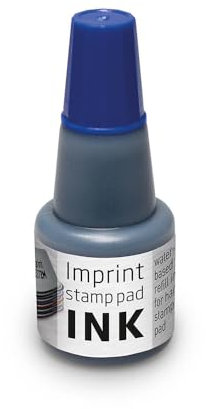 Imprint Nachfülltinte 7711 für Imprint Handstempelkissen 9071M, 9072M, 9073M – 1 Nachfüllfläschchen, Füllmenge 24ml, blau, wasserbasierte Stempelfarbe, sauberer Abdruck, Größe 7,5 x 3 cm