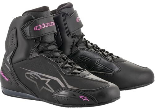 Alpinestars Stella Faster-3 Shoes Black/Fuchsia, Ropa para Motocicleta Unisex Adulto, Color Negro y Fucsia, 42 EU