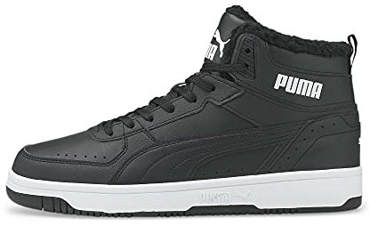 PUMA Unisex Rebound Joy Fur Sneaker, Black White, 44 EU