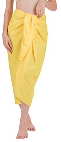 CHAINUPON Paréos de plage pour femmes Sarong transparent Long cache-maillot Bikini Jupe portefeuille, jaune, One Size