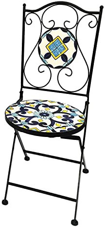 Mosaik Gartenstuhl Balkonstuhl Terassenstuhl klappbar mediterranes Design Klappstuhl Bistrostuhl Mosaikstuhl