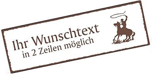Türschild Cowboy Namensschild personalisiert mit Gravur- 150mm x 50mm - selbstklebend
