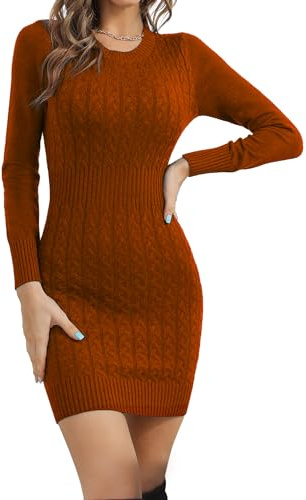 Gyabnw Winter Jumper Dresses for Women UK Knitted Bodycon Dress Formal Office Casual Going Out Sweater