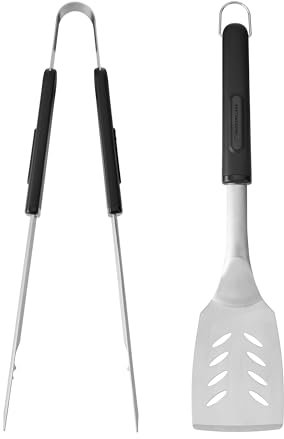 MasterClass Barbecue Tongs & Turner, Set of 2 Stainless Steel Utensils with Long Heat-Resistant Handles for Outdoor Grilling