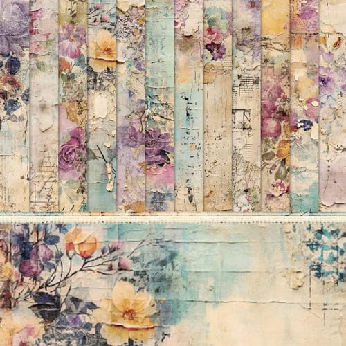 CavspkArt 24 Sheets Flower Scrapbooking Paper,12 Style Pattern Scrapbook Cardstock Pads,Decoupage Paper Sheets Scrapbook Craft Papers for Scrapbook Supplies,Gift Wrapping,DIY Collage Decoration
