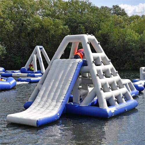 Gueploer Multifunctional Water Recreation Equipment Inflatable Water Slide with Climbing Tower Bouncy Sports With Air Pump,5.5mx6.5mx3.5m,White
