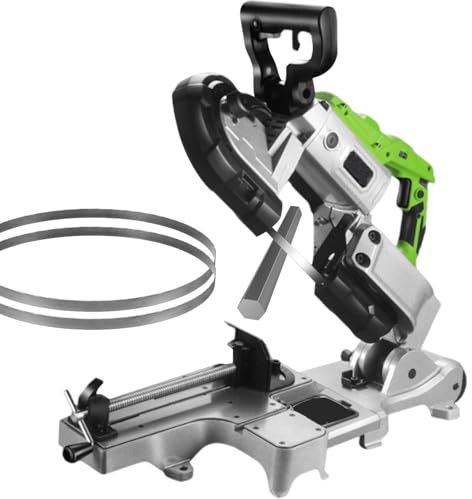 Sierra De Cinta Portátil para Cortar Metal con Base, Interruptor Doble, Rango De Corte De 120mm, con Ajuste De 6 Velocidades E Iluminación LED, para Cables De Acero