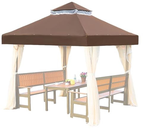 Toit de remplacement pour pavillon, toit de remplacement pour pavillon, toit de remplacement pour le pavillon | Toit à double choc, 3 x 3 m, imperméable, distributeur d'ombres à double couche pour L