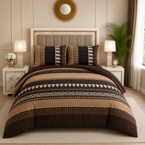 Trendy 4 Piece Complete Bedding Set – Soft Microfiber Double Duvet Cover, Fitted Sheet & 2 Pillowcases | Floral Printed, Wrinkle-Free & Lightweight for All Seasons
