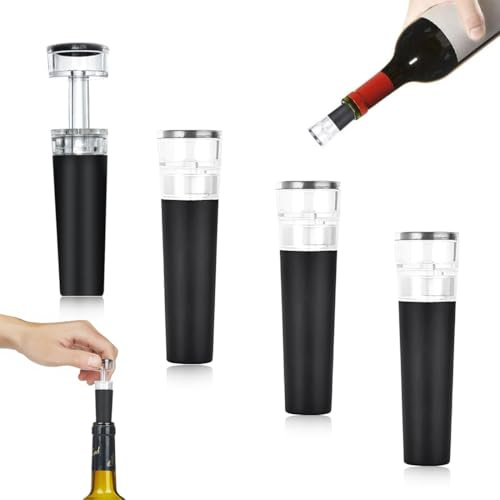 JYNXOR 4pcs Pompa sottovuoto per vino tappi, Pompa a Vuoto per Vino, Kit di Tappi per Vino Sottovuoto, tappo conservante riutilizzabile, mantiene fresco, accessorio come regalo, Estrazione d’Aria Vini