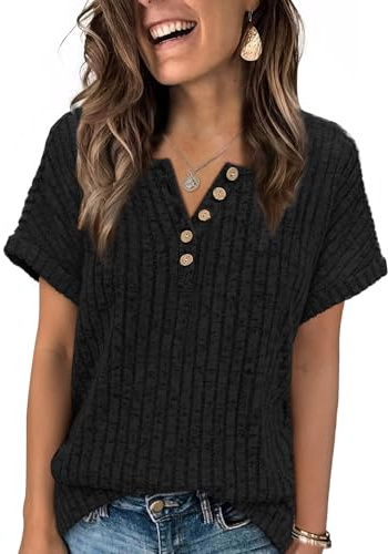 Aokosor Ladies Short SleeveTops T Shirts for Women UK Color Block Short Sleeve Jumpers for Women Trendy Business Casual Outfits Work Blouses
