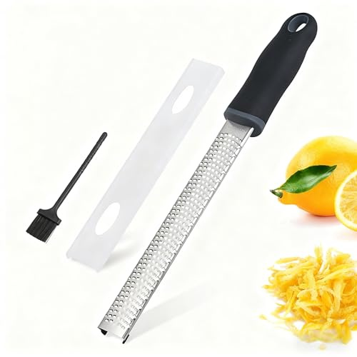 Grattugia Manuale per Formaggio e Limone in Acciaio Inossidabile 304 con Spazzola per la Pulizia e Scatola - Perfetta per Parmigiano, Zeste di Agrumi, Zenzero, Cioccolato