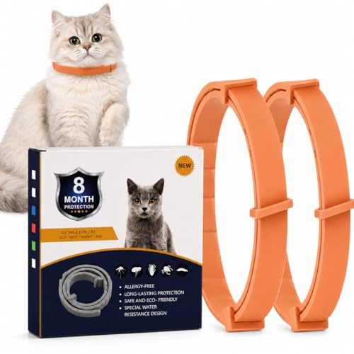 Orange Botanical Cat Collar 2 Pack, Adjustable 38 cm Essential Oil Scent Collars for Cats, Lightweight Water-Resistant Breakaway for Indoor Outdoor Daily Wear