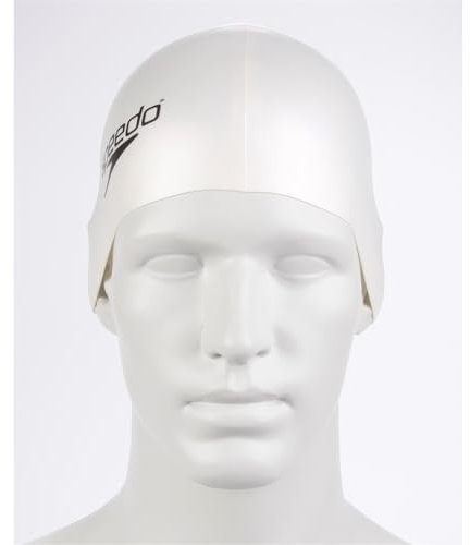 Speedo Unisex Erwachsene Flache Silikonbadekappe | Haarschutz Trainingshilfen, Weiß, Einheitsgröße