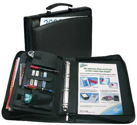 Wedo 583001 Konferenzmappe Orga (4-Ring, mit Tragegriff) schwarz