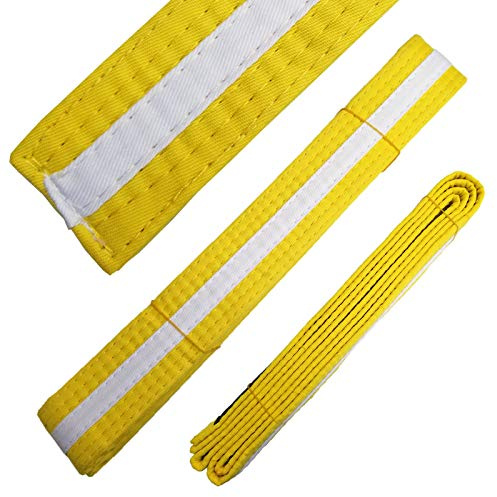 Ace Martial Arts Supply White Stripe Color Belts (Yellow, 6)