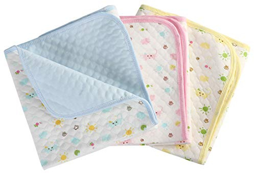 Baby Infant Wasserdicht Matte Wickelauflage - Ökologische Baumwolle Atmungsaktiv Wiederverwendbar Matratze Pad Packung mit 3 (XL (70 x 105 cm))