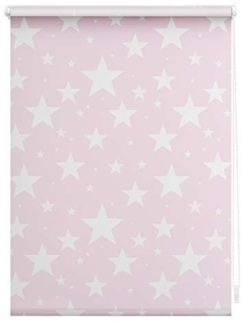 Lichtblick Klemmfix Verdunklungs-Rollo mit Motiv, ohne Bohren, Blickdicht, Seitenzugrollo, Made in Germany, Sterne Rosa,120 cm x 150 cm (B x L)