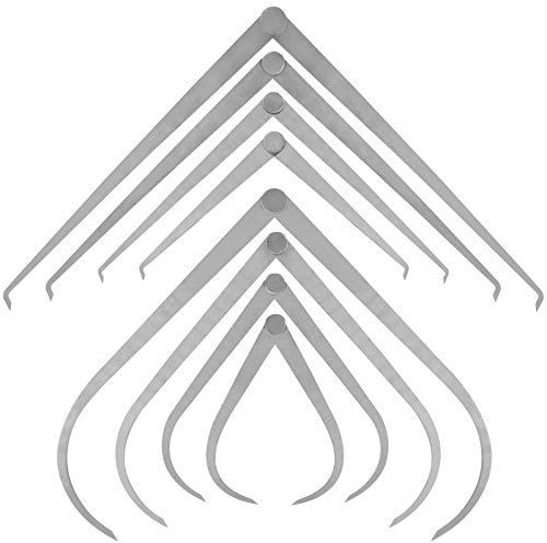 Glarks Lot de 8 pieds à coulisse intérieurs et extérieurs en acier inoxydable 10,2 cm 20,3 cm 25,4 cm 30,5 cm Pieds droits/courbés en céramique Outils de mesure pour sculpter, façonner, sculpture en