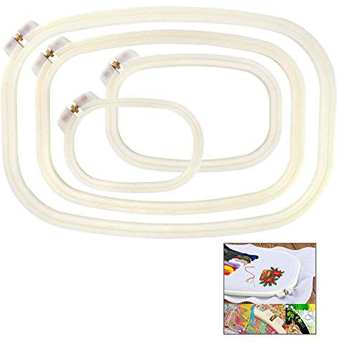 iPobie 4 Stück Stickrahmen Kreuzstich Stickrahmen Set Rechteck Quadrat Stickrahmen Stickerei Hoop Nähwerkzeug(4 Größen)