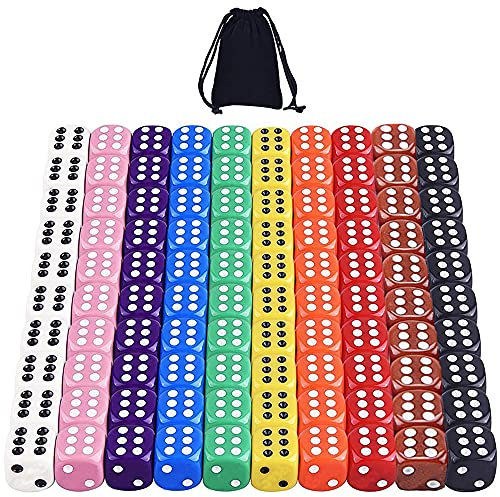 Jiahuade Würfel Bunt Set,100pcs Bunte Würfel,12mm Würfel Set Farben,Spielwürfel Bunt,Sechsseitige Würfel Set,Augenwürfel,6 Seitige Würfel