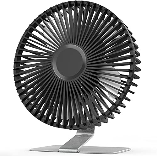 SLENPET 6 inch USB Small Desk Fan, 4 Speeds, Ultra-quiet, 90° Adjustment for Better Cooling, Portable Mini Powerful Desktop Table Fan, Mini Personal Fan for Home Office, Metal Base, Silver