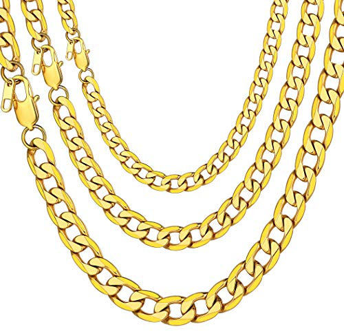 Suplight personalisiert Damen Herren Klassische Kette 20/51cnm Cuban Link Chain Panzerkette 18k vergoldet 6mm breit Name Gravur Ersatzkette Unisex Jungen Mädchen Halskette Modeschmuck Geschenk
