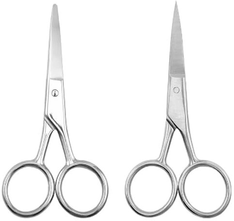 Bartschere Nasenhaar, 2 Stück Professionelle Schnurrbartschere und Nasenhaarschneideschere, Bartschneider Herren gerade Klinge schneidet formt Schnäuzer und Bärte, Bartpflege für Männer