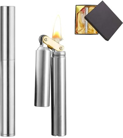 Idota Accendino Vintage in Ottone, Portatile Accendini Vintage Riempibile Lighter Regali per Uomo con Confezione