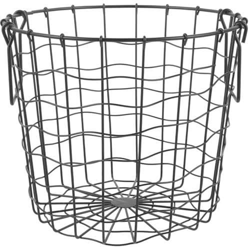 BESPORTBLE Metal Firewood Holder Round Wire Mesh Basket Foldable Handle Large Capacity Storage Bin for Fireplace Sturdy Iron Log Basket for Home Kitchen Black
