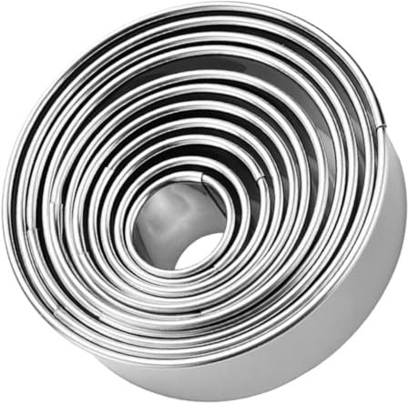 Garneck 11pcs Round Mousse Ring Molds Biscuit Cutters Stainless Steel Baking Molds for DIY Cookies