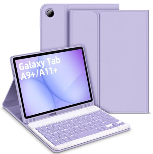 Bettdow Funda con Teclado para Samsung Galaxy Tab A11+/A9+ 11, Desmontable Español Ñ Teclado con Funda Protectora con para Tab A11 Plus 2025 /A9 Plus 11 2023 SM-X210/X215/X216/X230/X236, Púrpura
