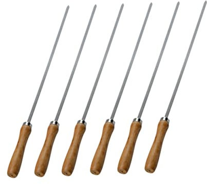 iplusmile 6pezzi Forchette Da Barbecue in Inossidabile Di Manico in Legno Utensili Per Grigliate Per Carne e Frutta Per Ed Esterna