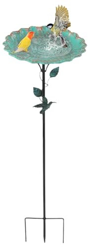 Bain d'oiseaux en métal, bol d'alimentation de jardin extérieur, bassin debout multifonctionnel, plat décoratif antirouille, station d'eau surélevée, fonction ferme, pièce d'accent de patio