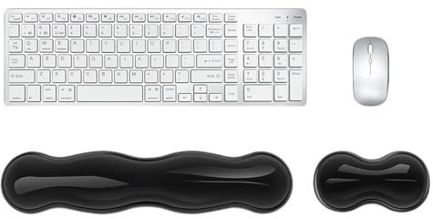 GIBZ Repose Poignet Silicone Clavier et Souris Repose-Poignet Ergonomique Support Tapis Transparent et Antidérapant pour Bureau Gamer Ordinateur Noir Court + Longue