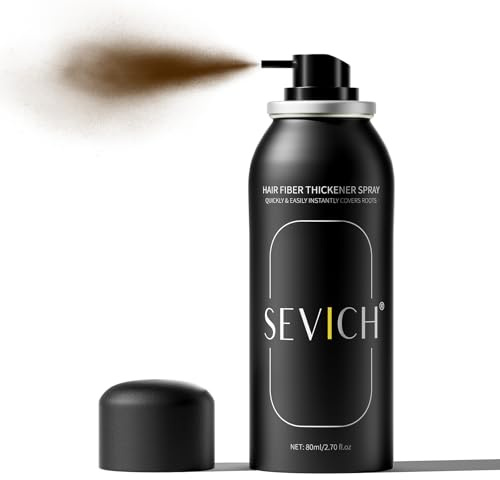 Sevich Spray per capelli sparsi – Instant Hair Thickening Powder per uomini e donne, fibre per capelli sottili, impermeabile, resistente al sudore, aspetto naturale, 80 ml, marrone scuro