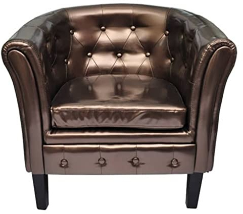 Teenpull Poltrona Club Marrone Ecopelle, 69,5x62x71 cm, Max 110 kg, per Soggiorno, Camera da Letto, Ufficio, Design Elegante, Comoda Poltrona Accent