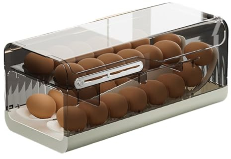 Amesor Soporte para Huevos para frigorífico, Organizador de Huevos con Ruedas automáticas,Rejilla para para frigorífico | Organizador de de con Ruedas automáticas para Cocina y armarios