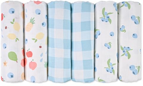 GLLQUEN Baby muslindukar för spädbarn, 70 cm x 70 cm, 6-pack spottdukar av bomull, absorberande och ventilerande och idealisk för rengöring, torka av och täcka nyfödda