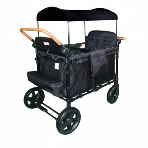 Sharplace Twin Infant Carriage Push Cart Wagon Reclining Mesh Sides Canopy Storage Pockets Suitable for Child Walks Errands Park Activities, Black, Black, Two-Seater