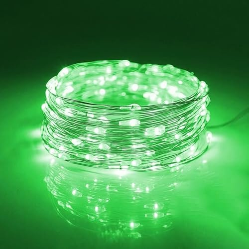 Timewanderer 5m/16.4Ft 50 Led String Starry Fairy Light AA Battery Operated Decorative Bright Micro Ultra Thin LED Lights on Silver Wire for Christmas DIY Decoration (Green)