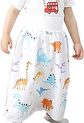 Sinye Cómoda Falda de pañal para niños, Pantalones Cortos de Falda de pañal para bebé 2 en 1, Pantalones Cortos Impermeables y absorbentes para Dormir para bebés y niños pequeños (Dinosaurio, L)