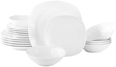 Waterside - 18 Piece White Everyday Square Dinner Set