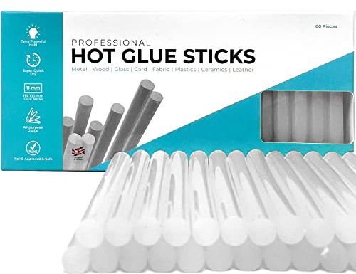 Professional Hot Glue Sticks by Smith’s® | 11mm x 100mm | 60 Pack | Grade A+ Clear Glue Gun Refills | Environmentally Safe EVA Resin | RoHS Certified | Fits 99.9% of Glue Guns | Perfect for Most Uses