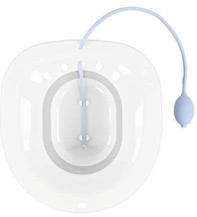 Sitzbad, 39 x 36 x 12,5 cm / 15,4 x 14,2 x 4,9 Zoll Zusammenklappbares Sitzbad für Toilettensitz mit Spülablauflöchern für die Perinealpflege, kompatibel mit den meisten Toiletten Grau