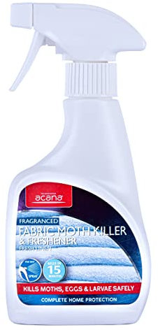 Acana Moth Killer & Freshener, Fresh Linen, 275ml - Spray Formula, Kills Moths, Eggs & Larvae - Licensed Insecticide - Non-staining - for Carpets, Curtains & Cushions